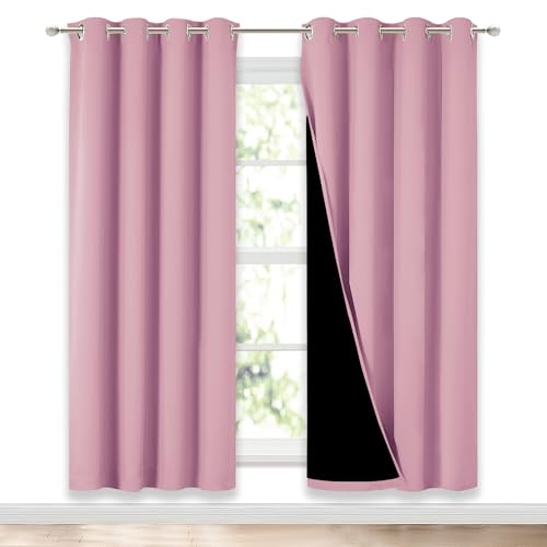 Image of NICETOWN Crystal Pink Full Shade Curtain Panels, Pair of Energy Smart & Noise Blocking Out Blackout Drapes for Dining Room Window, Thermal Insulated Guest Room Lined Window Dressing(52 x 72 inch)