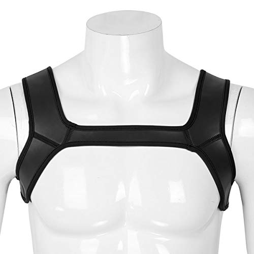 FEESHOW Mens Neoprene Chest Harness Shoulder Strap Muscles Protector Club Wear Costume4