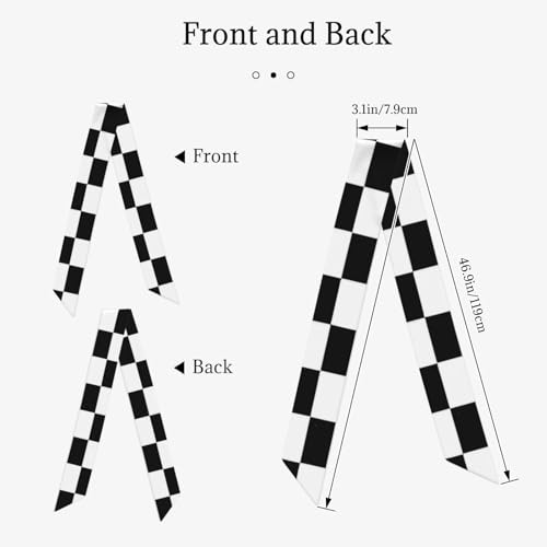 Black and White checkered stripes Print Head Scarf for Women - Smooth, Breathable & Lightweight - Hair Wrap, Scarf2