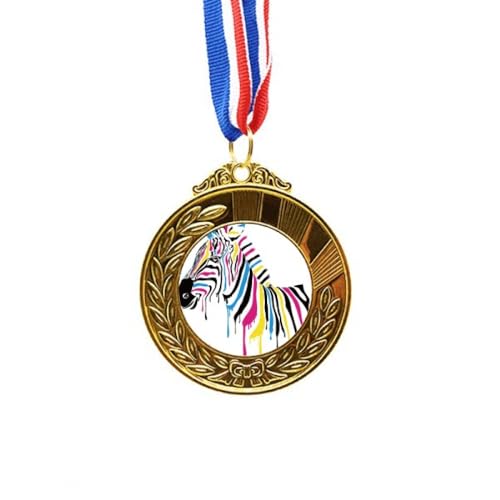 Medallas primer puesto no/no doradas con cinta arcoíris para regalo de cumpleaños