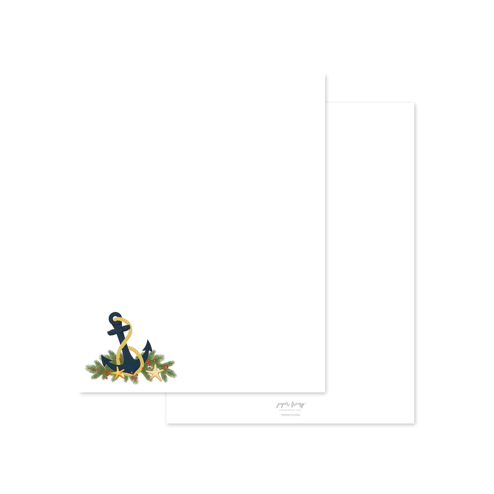 Paper Frenzy Nautical Anchor Holiday Letterhead Paper Pack of 75