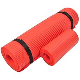 Everyday Essentials 1/2-Inch Extra Thick High Density Anti-Tear Exercise Yoga Mat with Knee Pad and Carrying Strap