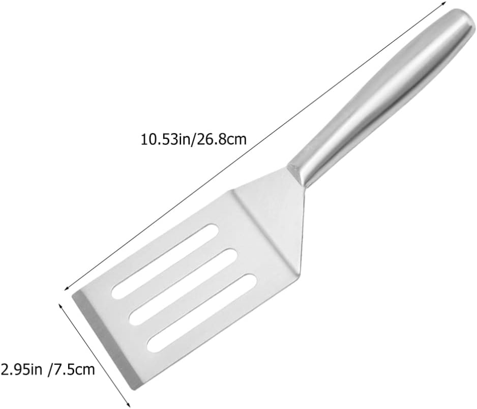 Stainless Steel Spatula Pancake Turner Metal Griddle Flipper Cooking Spatula Steak Shovel Frying Spatula Scraper for Bbq Grill Flat Top Cooking (Color : Silver 2, Size : 26.8X7.5X3CM)