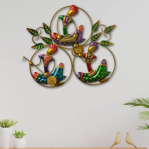 Image of Bharat Art Metal Iron 3 Anti Musicians B Frame Decorative Wall Art Decor for Home Bedroom Living room Office Cafe Decorative | Elegant Artistic Showpiece Sculpture | Gift Item | 24x1x20 Inch | W186 (B)