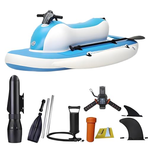 Kayak eléctrico inflable de 500 W con batería de 10000 mAh, tiempo de funcionamiento de 130 minutos, velocidades de hasta 7 km/h, ideal para esnórquel y natación, adultos, uso en el lago