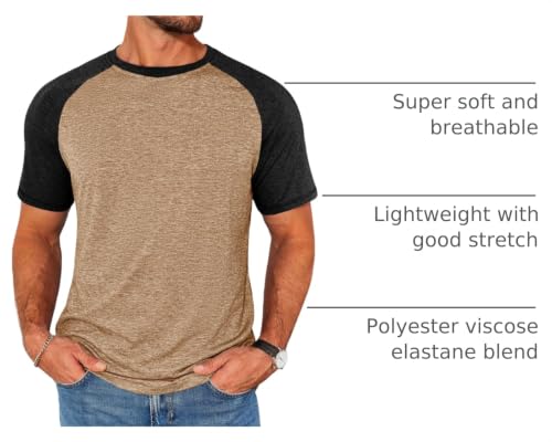 Image of Runcati Mens Casual Slim Fit T Shirts Raglan Short Sleeve Crewneck Baseball Tees Color Block Workout Fashion Shirt