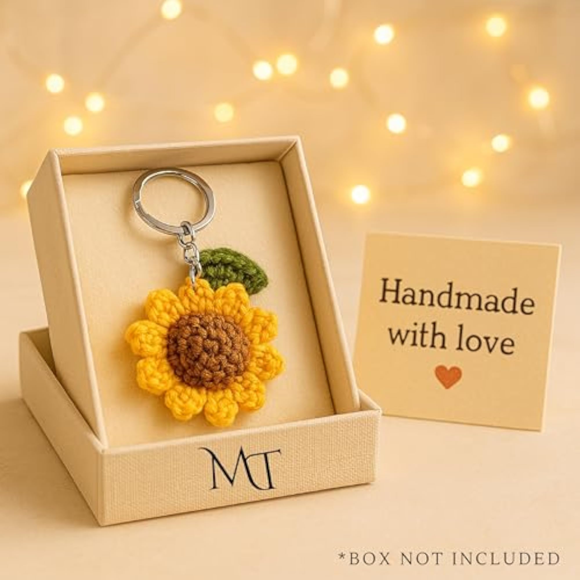 Crochet Sunflower Keychain, Bright Accessory