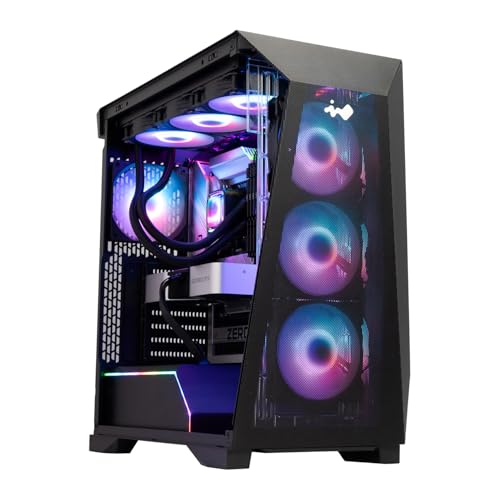 Gabinete para PC InWin Prism Mid Tower para juegos - Compatible con ATX y Mini-ITX - Vista panorámica ultra ancha - Soporta GPU hasta 435 mm - Incluye 4 ventiladores ARGB de 120 mm preinstalados (IW-CS-PRISMBLK-4VX120) miniatura 6