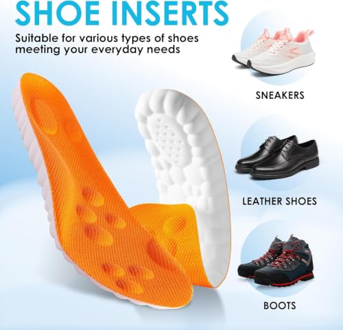 Image of 4D Cloud Steppers Insoles for Men and Women - Shock Absorption Inserts, Soft Anti-Fatigue, Memory Foam Insoles for Shoes, Boots & Sneakers(Orange, Men: US 4-7 / Women: US 5-8.5)