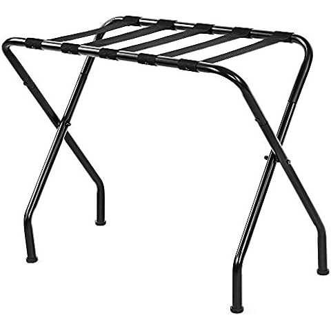 Guangshuohui Metal Folding Luggage Rack,26.77 x 15.75 x 22'' Portable Steel Folding Suitcase Stand for Guest Room Bedroom Hotel,Black Cover