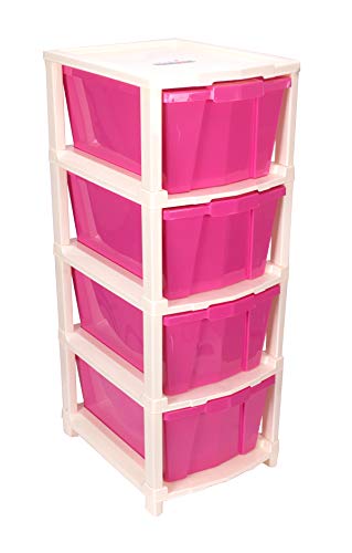 Image of Joyful Studio 4 XL Plastic Modular Drawer System, Pink Colour by DFO (31cmx39cmx80.9 cm as per Lable from Manufacturer)