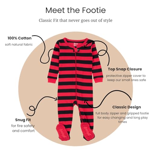 Image of Leveret Fleece Baby Boys Girls Footed Pajamas Sleeper Kids & Toddler Christmas Pajamas (3 Months-5 Toddler)