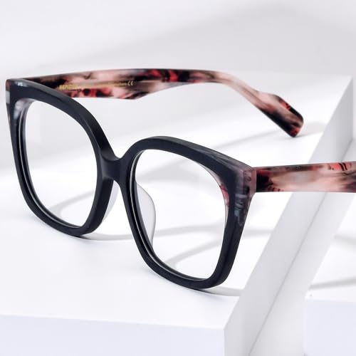 Image of HEPIDEM Gradient Multicolor Acetate Glasses Frame Women Big Oversize Eyeglasses 2023 New Spectacles Eyewear