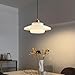Jowjut Ceiling Pendant Light Milk Glass Hanging Lighting 1-Light E26 Base Over Table Light Fixtures White and Gold Pendant Lights for Kitchen Island Dining Room Hallway, Mid Century Lighting