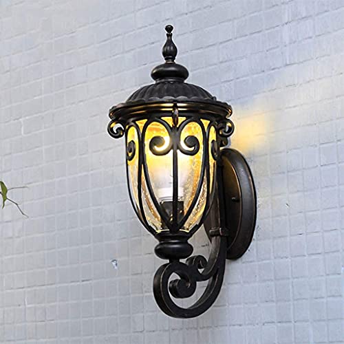 Lámpara de Pared Retro Europea, Aplique de Pared para Exterior, Creativa lámpara de Pared de Cristal IP44, Resistente al Agua, para jardín, E27, para Entrada, balcón, terraza, 70 x