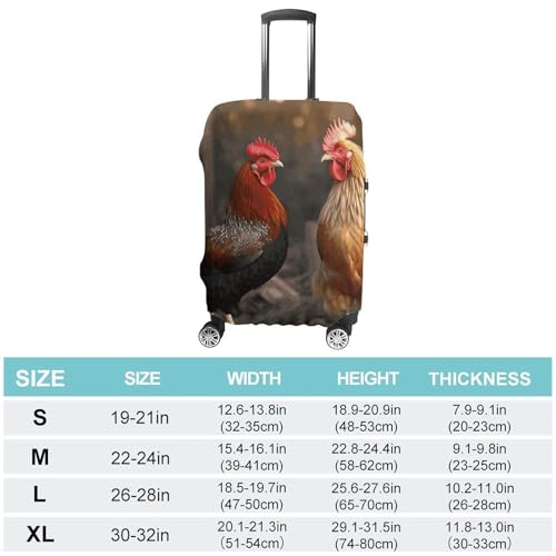 Rooster And Chicken Printed Luggage Cover Protector, Fits 18-32 Inch Luggage2
