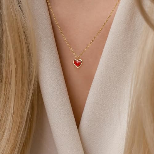 Joxevyia Carnelian Crystal Heart Necklace Raw Stone Healing Crystals Dainty Heart Gemstone Gold Pendant Necklace Anniversary Birthday Valentines Gift for Her3