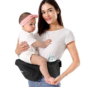 HKAI Baby Carrier Hip Seat, Mom’s Choice Award Winner, Advanced Large Capacity Pocket with Adjustable Waistband, Shock Absorption Hip Seat Surface for Newborns & Toddlers, (Black)