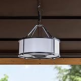 Sunjoy Broward Collection Drum Outdoor Rechargeable LED Light with Bluetooth Speaker, White