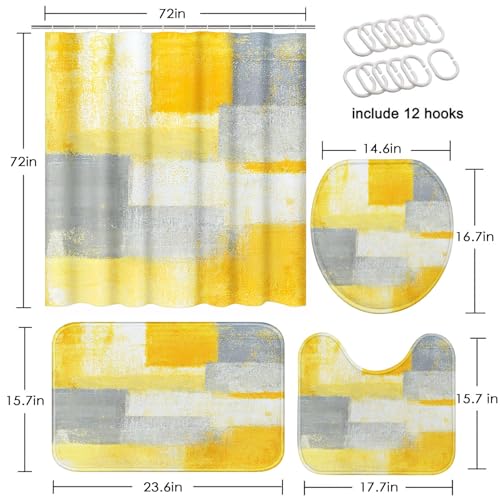 Rideau de douche style rétro pour salle de bain moderne ensemble complet avec tapis ArtSocket - 6