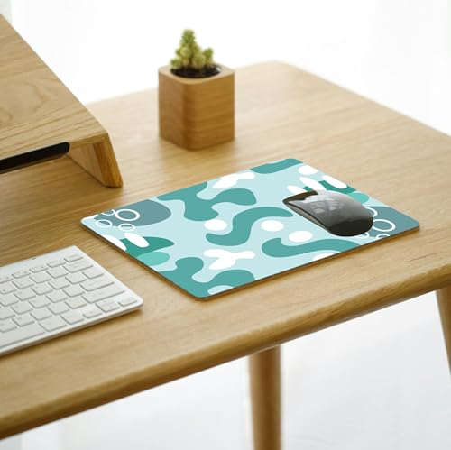 Image of My Print Shop Abstract Teal Camouflage Mouse Pad - 9x7.5 Inch Compact Non-Slip Rubber Desk Mat - Smooth Surface Mouse Pad for Office, Home & Gaming Setup