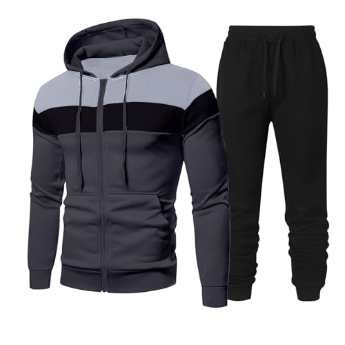 JIEMUXIU Sweat Suits Men 2 Piece Sets Color Blocked Fleece Hoodies and Sweatpants Sweatsuits Casual Athletic Tracksuit Sets2