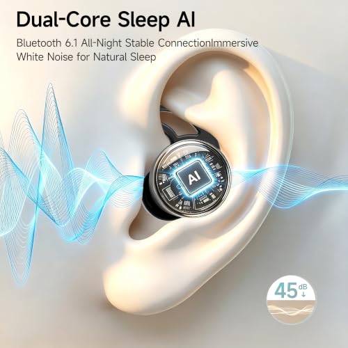 Image of Sleep Earbuds for Side Sleepers, Bluetooth 6.1 Noise-Cancelling Sleepbuds | Sleep Headphones 90H Playtime,Invisible Mini Tiny Low Profile Earbuds for Sleep,Small Ear Canals White Noise Sleeping Earbuds
