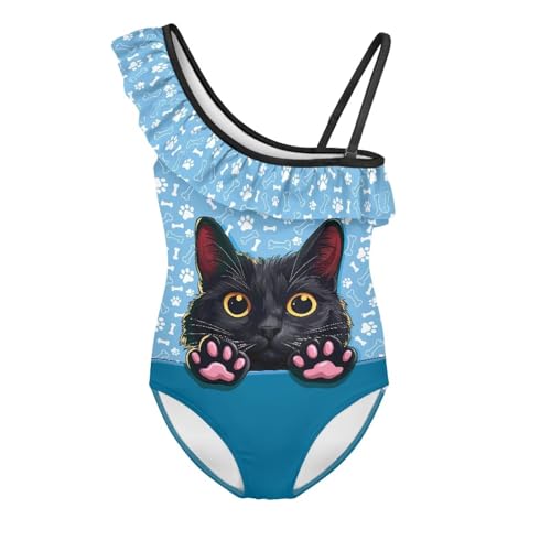 Image of Girls One Piece Swimsuits Size 3-14 Trendy Ruffle Bathing Suit Casual Hawaiian Summer Beach Swimwear