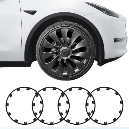 Rim Protector for Model Y ABS+PC Wheel Rim Guard with Scratch & Scuff Protection Prevents Curb Rash & Scratches Clip-on Hub Protector Rings (Matte Black 2020-2024 Model Y 21 berturbine Wheel)