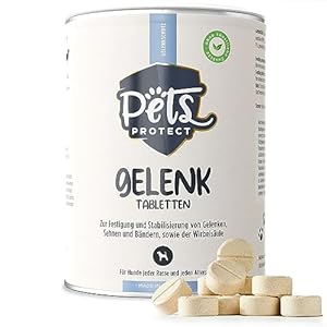 Pets Protect Joint tablets for dogs, made in Germany, high dose with green-lipped mussel, MSM, glucosamine and devil’s claw, suitable as a treat, for dogs of all ages, 100 tablets