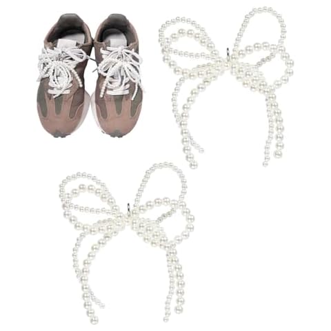 CESUSME 2 Pcs Pearl Bow Shoe Charms for Sneakers Charms, Pearl Bows Decorations for Sneakers, Shoe Decoration Charms and Shoe Jewelry for Sneakers Keychain Bag Car Buckle Dress Accessories Cover