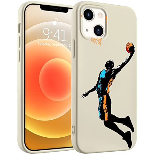 Coque iPhone 15 basket-ball en silicone liquide blanc antichoc