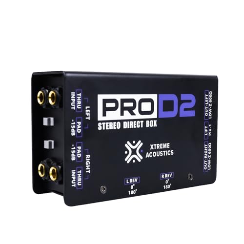 Image of Xtreme Acoustics DI2 Pro - Professional Audio Passive Stereo Direct Box | Dual Channel 1 /4 inch Input | Dual Channel Balanced XLR Output | Low Distortion | (Black)
