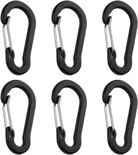6Pcs Black Carabiner Clips Heavy Duty Bright Buckles Gourd Shape for Camping Accessory and Keychain Carabiners