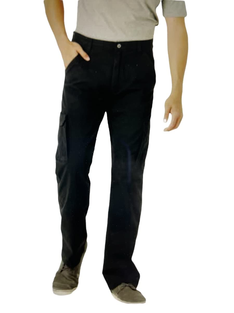 Buy Men's Flex Cargo Pants Relaxed Fit Black Hidden Tech Pocket