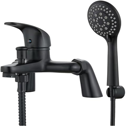 Eovem Black Bath Tap with Shower Attachment Cover