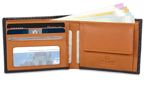 Image of NAPA HIDE Carbon Fiber Leather Wallets for Men (Black & Tan)