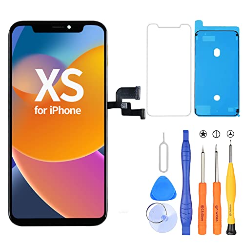 Ayake for iPhone Xs Screen Replacement 5.8 Inches LCD Display and Touch Digitizer Full Assembly with Tool Kits Face ID Remains and True Tone Programmable for Model A2097 A2098 A2100