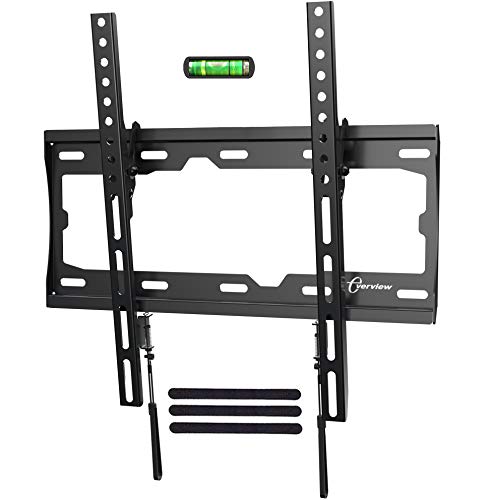 EVERVIEW TV Wall Mount Tilting Bracket Low Profile fits for Most 32-55 LED,LCD,OLED, Plasma Flat Screen TVs up to VESA 400 X 400mm，99lbs Loading Capacity with Bubble Level & Cable Ties