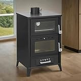 Dmora - Holzofen Dtempestill, Holzkamin, Holzfeuerstelle, Rustikaler Ofen, Made in Italy, 59x51 h92 cm, Schwarz