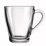 OMAGO® Zestaw 6 szklanek, szklanki z uchem, idealne na kawę, herbatę, zioła, małe szklanki, 250ml, do codziennego użytku