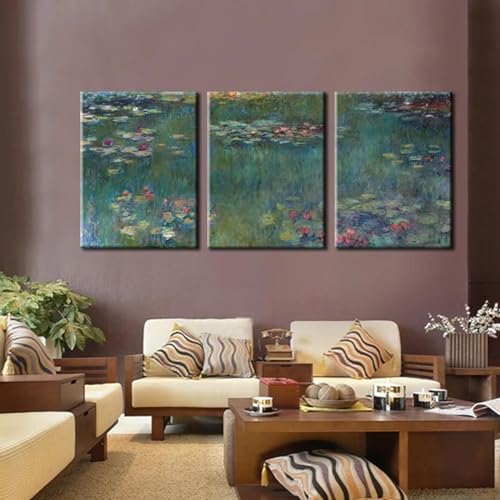 Peinture Claude Monet Nymphéas Toile 60x90cm pour Habiller un Grand Mur Vide