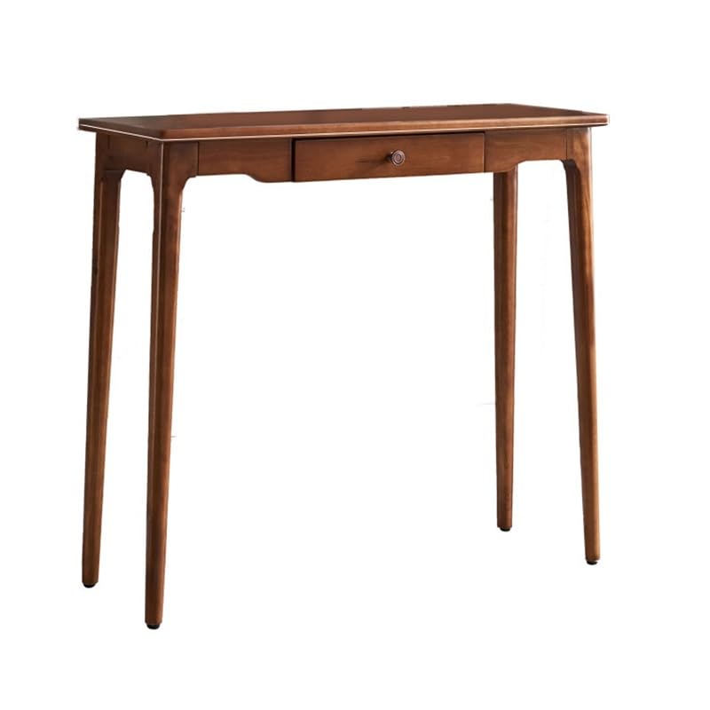Consola estrecha con cajones en madera marrón claro de 80 x 32 x 80 cm