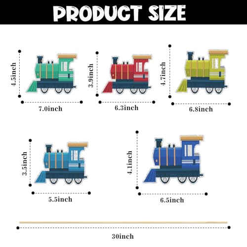Image of 15 Pcs Color Train Table Topper,Train Theme Birthday Table Centerpieces Sticks,Railroad Party Decor,Baby Shower Themed Parties Steam Train Party Supplies.