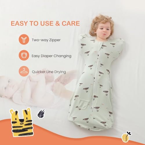 Image of Baby Transition Swaddle Sack with 2-Way Zipper 100% Cotton Soft Comfortable Baby Swaddle Sack 1.0 TOG