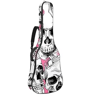 Housse de transport rembourrée pour guitare en tissu Oxford imperméable avec bandoulière réglable Motif crâne et fleurs - Les Beatles, Paul McCartney, John Lennon, RIngo Starr, George Harrison