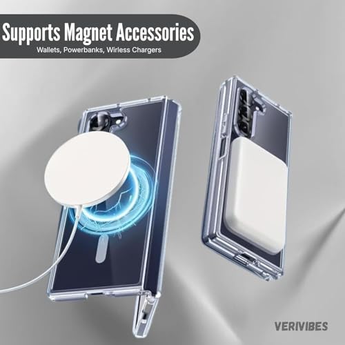 Image of Ultra Hybrid Clear Case Compatible with Samsung Galaxy Z Fold 5 | Magnetic Wireless Charging | 360 Hinge Protection | Anti-Yellow 3 Layer | Shockproof Drop Protection Cover - Transparent