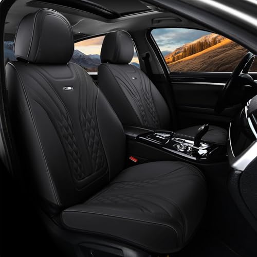 Image of Coverado Car Seat Covers, Car Seat Covers Front Seats, 2-Pack Front Seat Cover, Nappa Leather Waterproof Seat Covers, Car Seat Protectors, Automotive Seat Covers Universal Fit for Most Vehicles