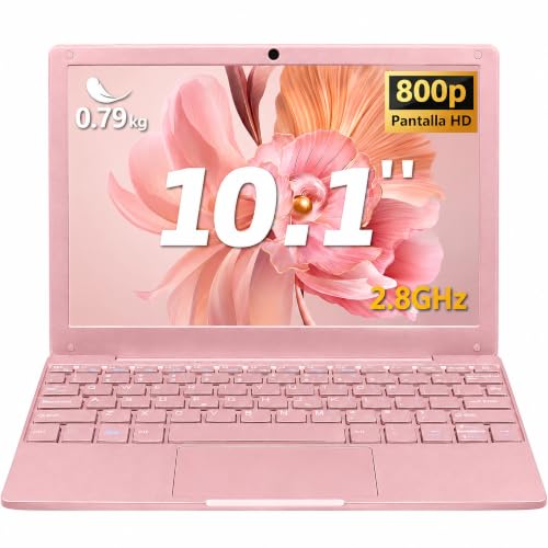 MOREPC Pequeño Mini portátil, 10,1 Pulgadas (0,79 kg), Ultra Delgado y Ligero Netbook con, Celeron N4000, 8GB DDR4, Webcam, USB 3.0, niños y Adultos. (Oro Rosa, 8+128G SSD)