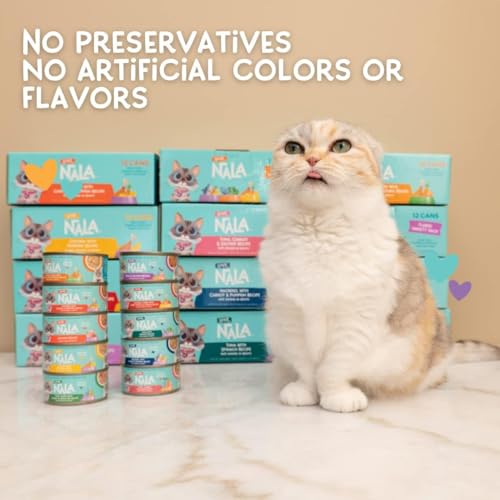 Image of LOVE, NALA - Single Protein Chicken Flaked Wet Cat Food - Hydration Broth, Natural, Grain-Free, Non-GMO, No Gums, No Carrageenan, Human-Grade Chicken, Added Vitamins & Minerals - 2.8 oz, 12 Cans